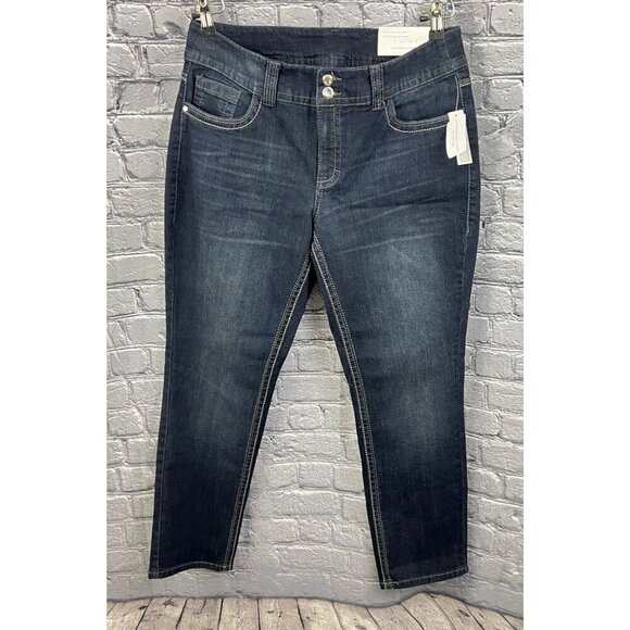 Christopher & Banks Modern Fit Tapered Leg Jeans 12 Short Dark Wash - Picture 1 of 8